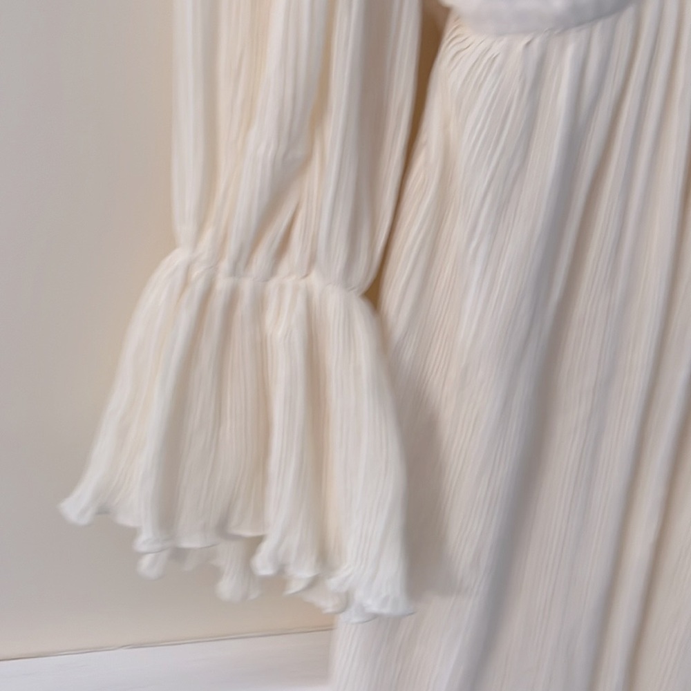 ZARA Cream Crinkly Midriff Cut Out Midi Dress M NWT - Picture 9 of 16